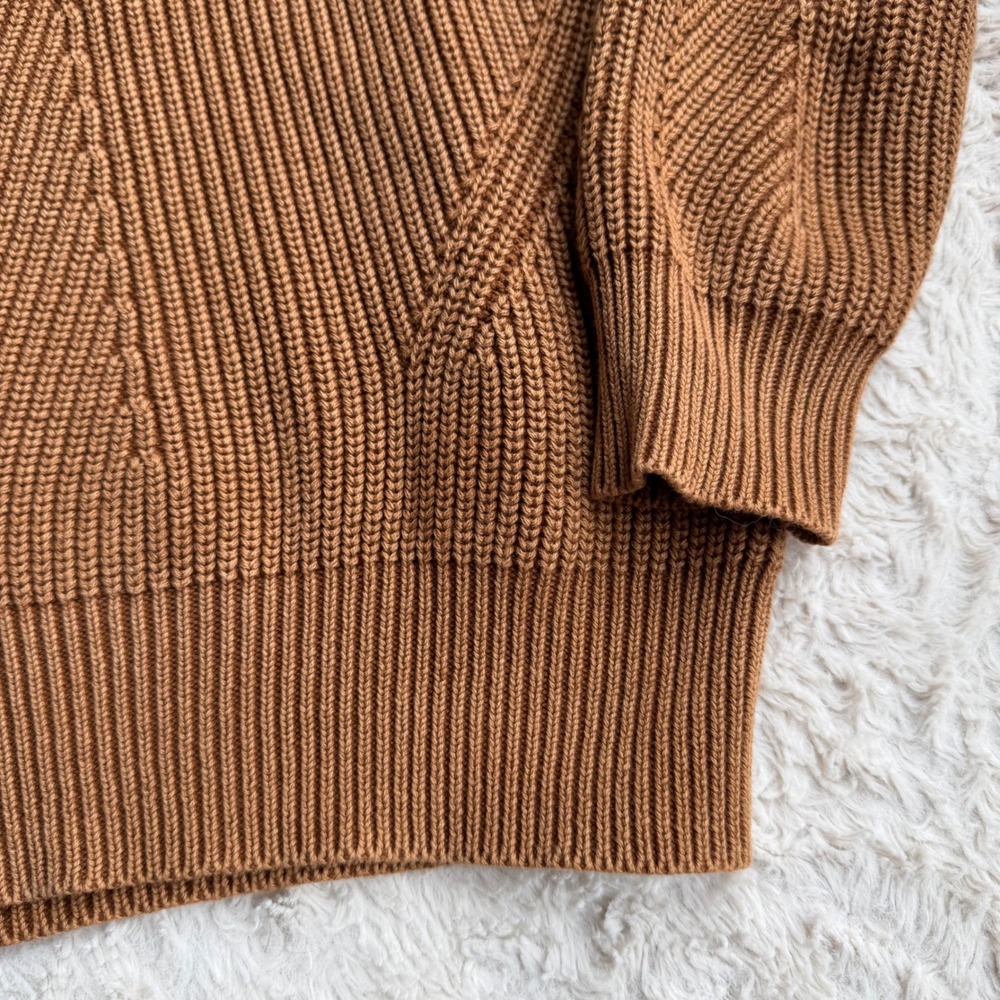 DemyLee New York Chelsea Cotton Ribbed Knit Crewneck Sweater Pecan Brown S - Picture 7 of 11